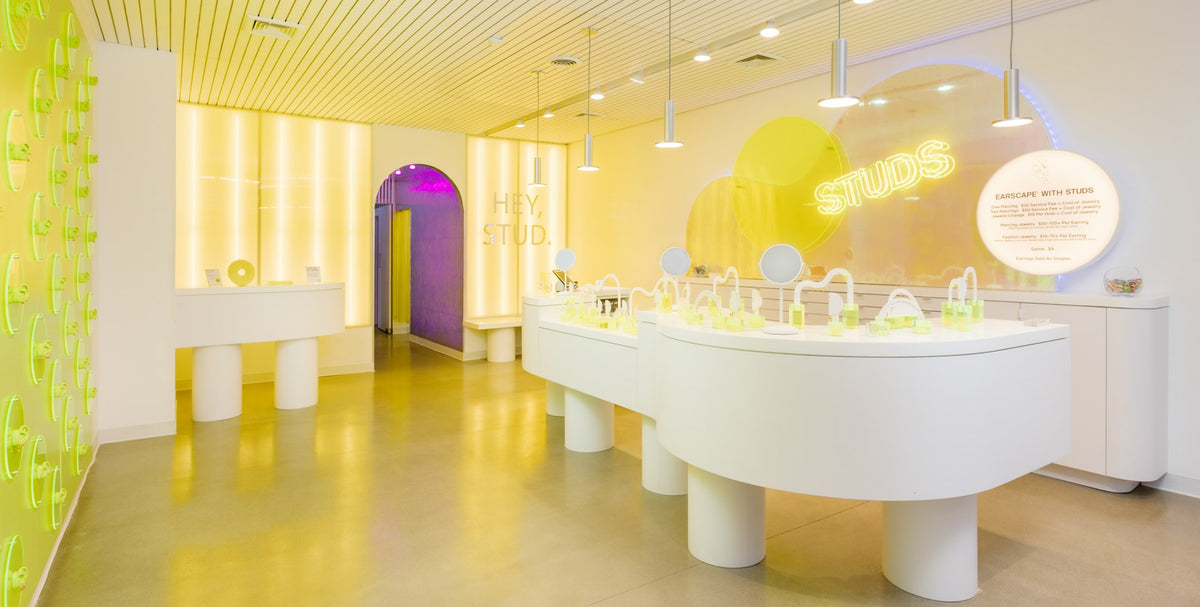 Interior of Studs piercing studio in Nolita