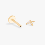 this image shows a 14k gold micro pave v  flatback separated from labret 