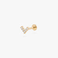 this image shows the side view of a 14k gold pave v flatback with clear cz stones 