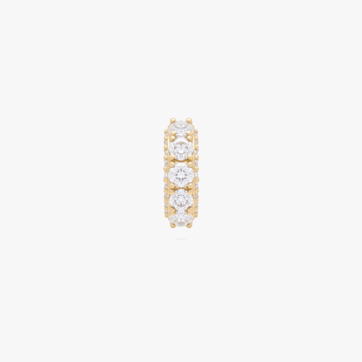 this image shows the front view of hte max pave huggie with clear cz stones 