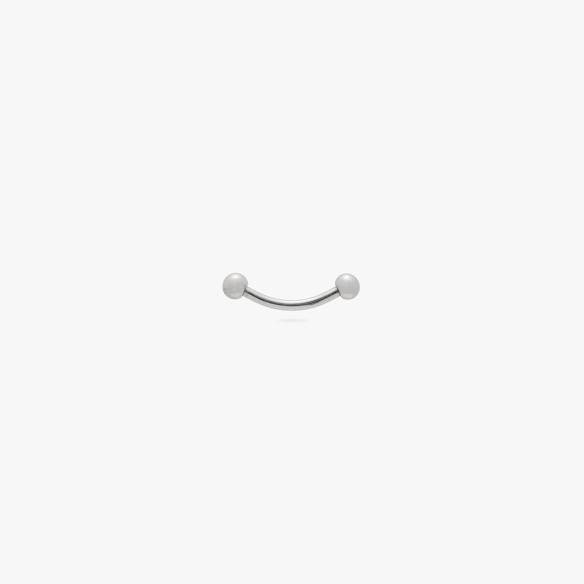 This is an image of a silver-toned titanium curved barbell that is 8mm in length against a white background.