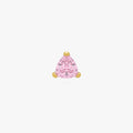 this image shows the front view of a Golden Titanium pear flatback with a pink cz stone. 
