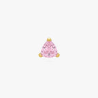 this image shows the front view of a Golden Titanium pear flatback with a pink cz stone. 