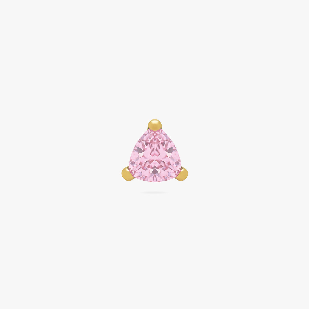this image shows the front view of a Golden Titanium pear flatback with a pink cz stone. 
