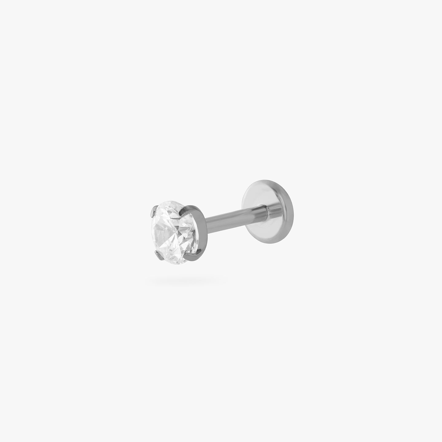 titanium cz flatback stud with a 4mm clear cz stone color:null|silver/clear