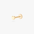 This is an image of a 14k gold flatback stud in the shape of a heart. 