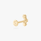 14k flatback stud with 3 clear cz stones in a cluster shape color:null|gold/clear