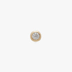 This image is a 14K gold flatback stud with a bezel set crystal cz stone