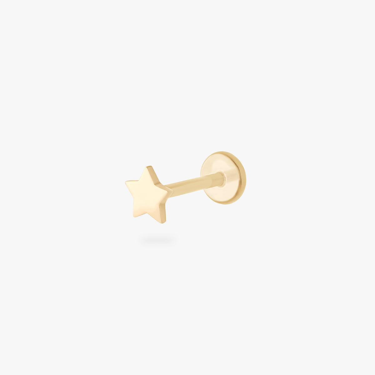 This is an image of a 14K gold flatback stud that is in the shape of a star.
