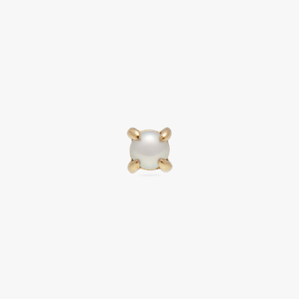 This image is a 14K gold flatback stud with a mini pearl against a white background.
