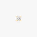 This image is a 14K gold flatback stud with a diamond against a white background. 