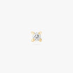 This image is a 14K gold flatback stud with a diamond against a white background. 