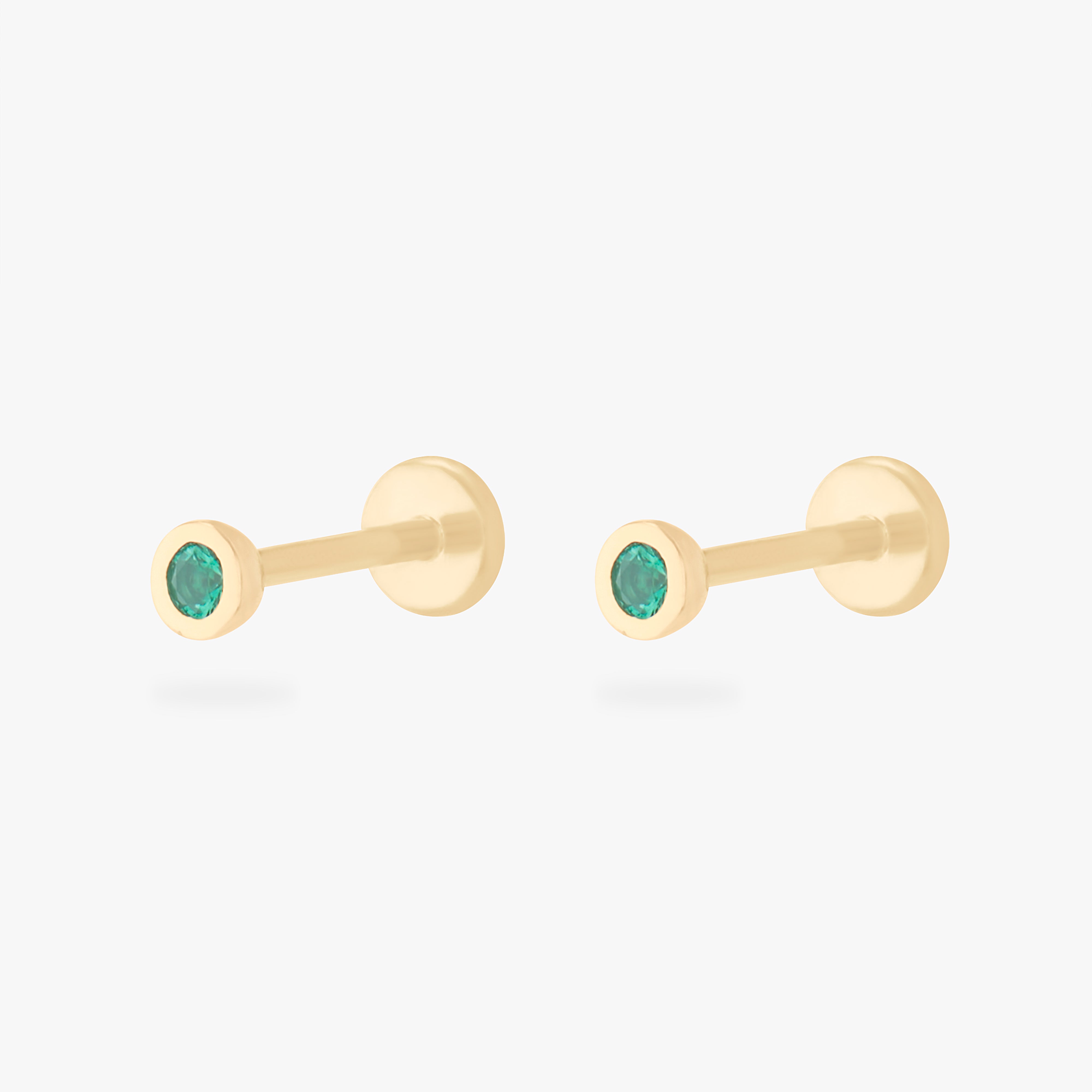 14k emerald bezel flatback [pair] color:null|14k gold
