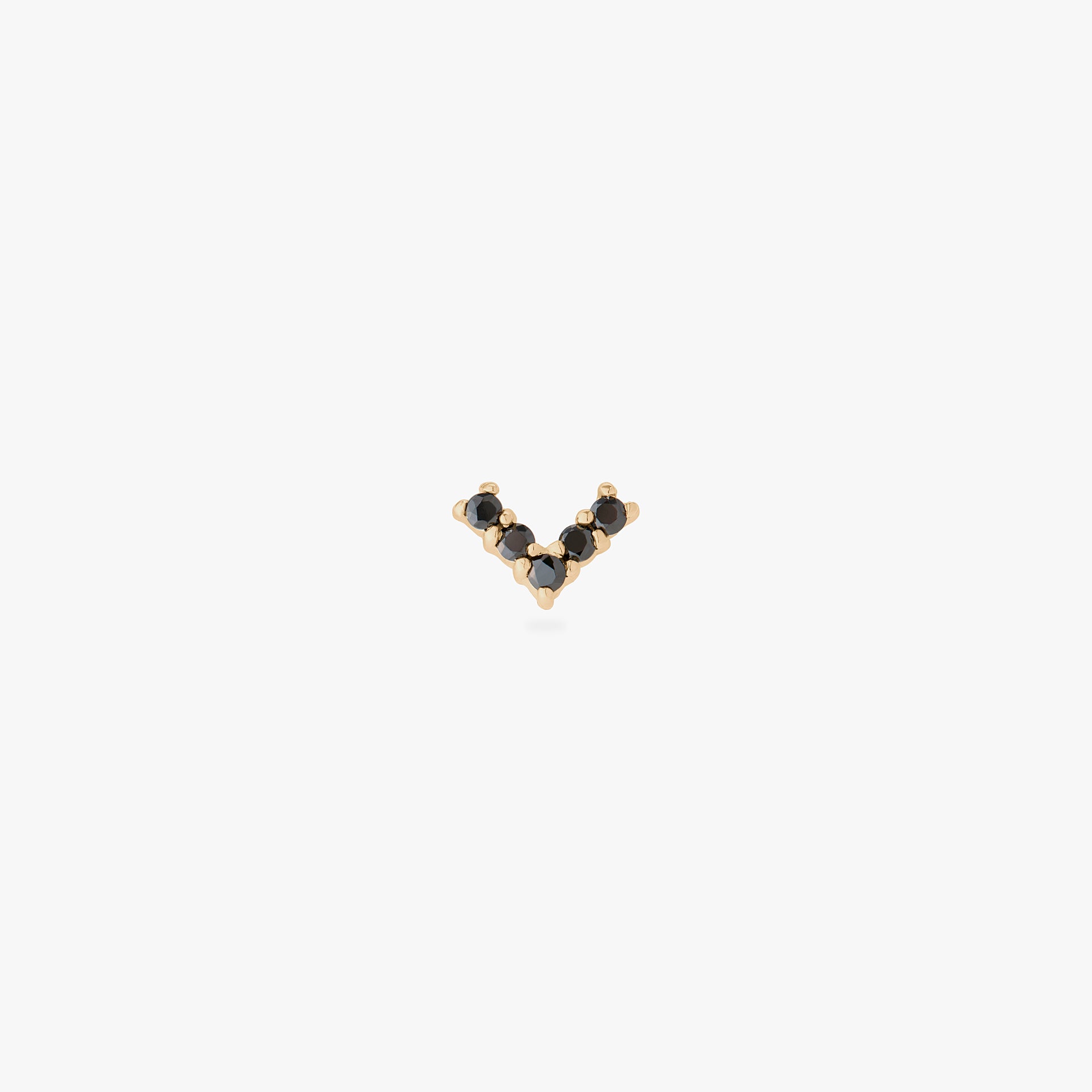 this image shows a 14k pave V flatback with black cz stones - Alternative view 1