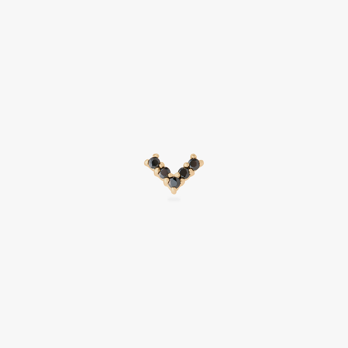 this image shows a 14k pave V flatback with black cz stones 