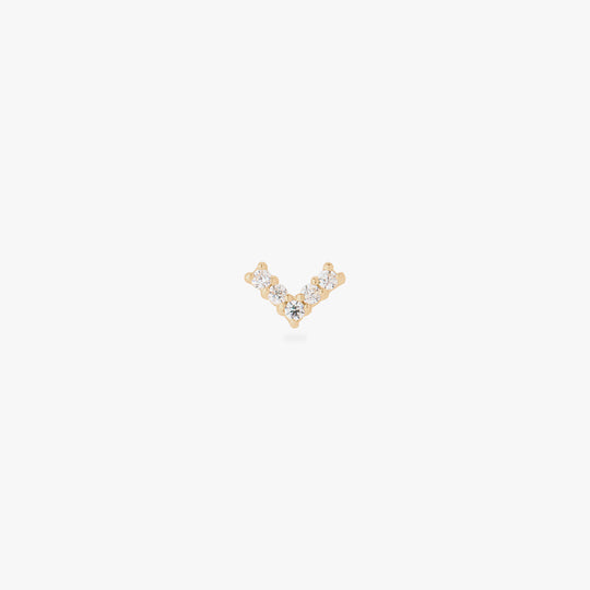 this image shows a 14k pave v flatback with clear cz stones 