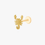 This image shows the side view of the golden titanium scorpion flatback. 