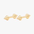 this image shows the side view of a pair of the 14k yellow gold plated reversible spike flatback. 