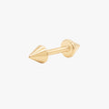 this image shows the side view of the 14k yellow gold plated reversible spike flatback. 