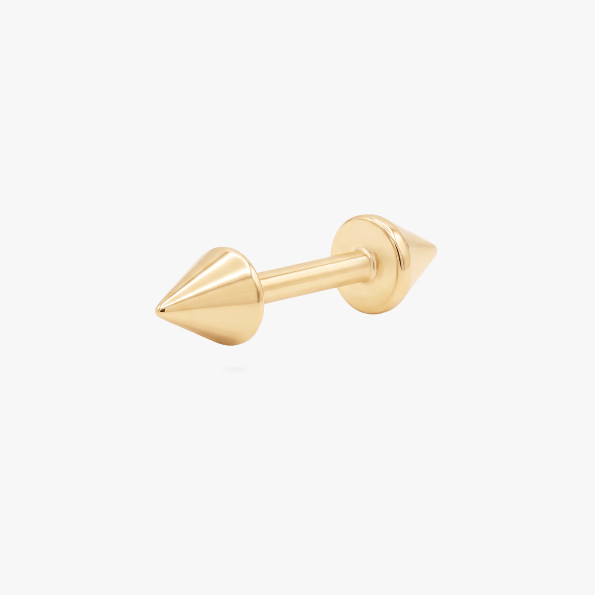 this image shows the side view of the 14k yellow gold plated reversible spike flatback. 