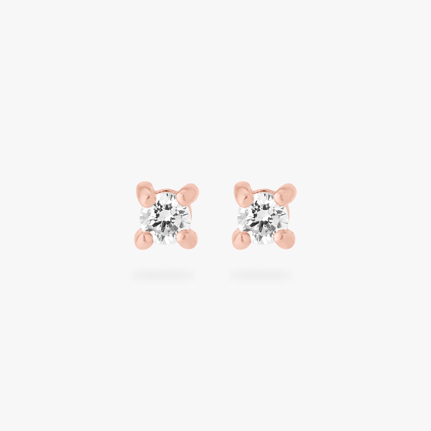 2mm cz stud in rose gold [pair] color:null|rose gold