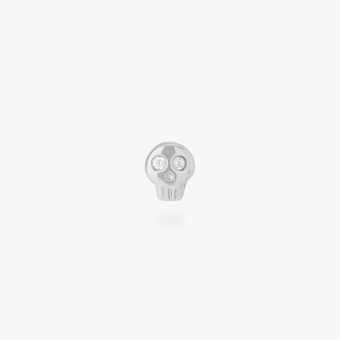 micro cz skull stud in silver with cz accent eyes color:null|silver/clear