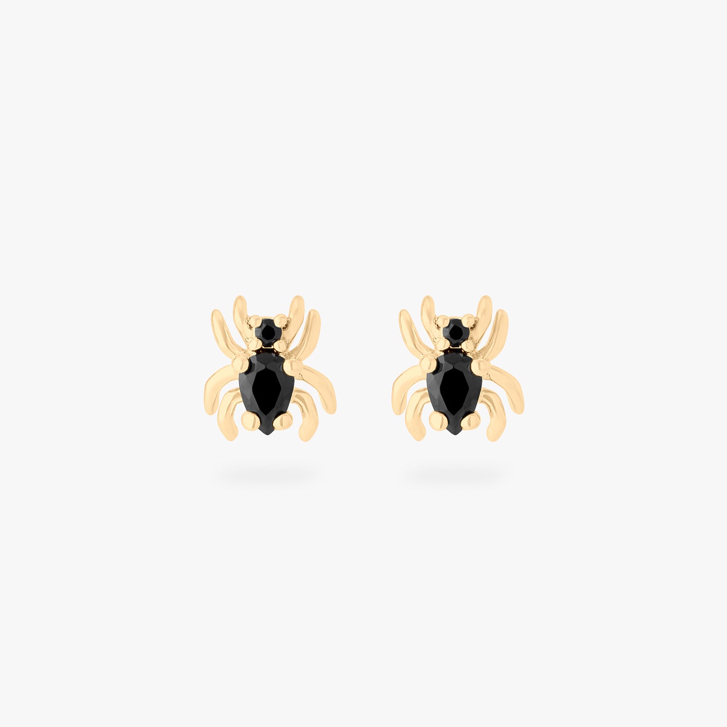 gold spider stud with black cz accents [pair] color:null|gold/black