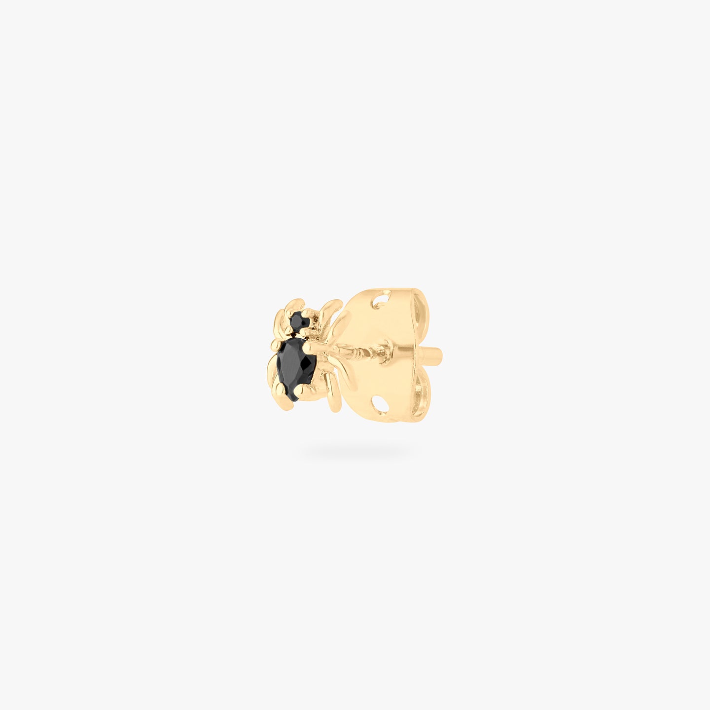 gold spider stud with black cz accents color:null|gold/black