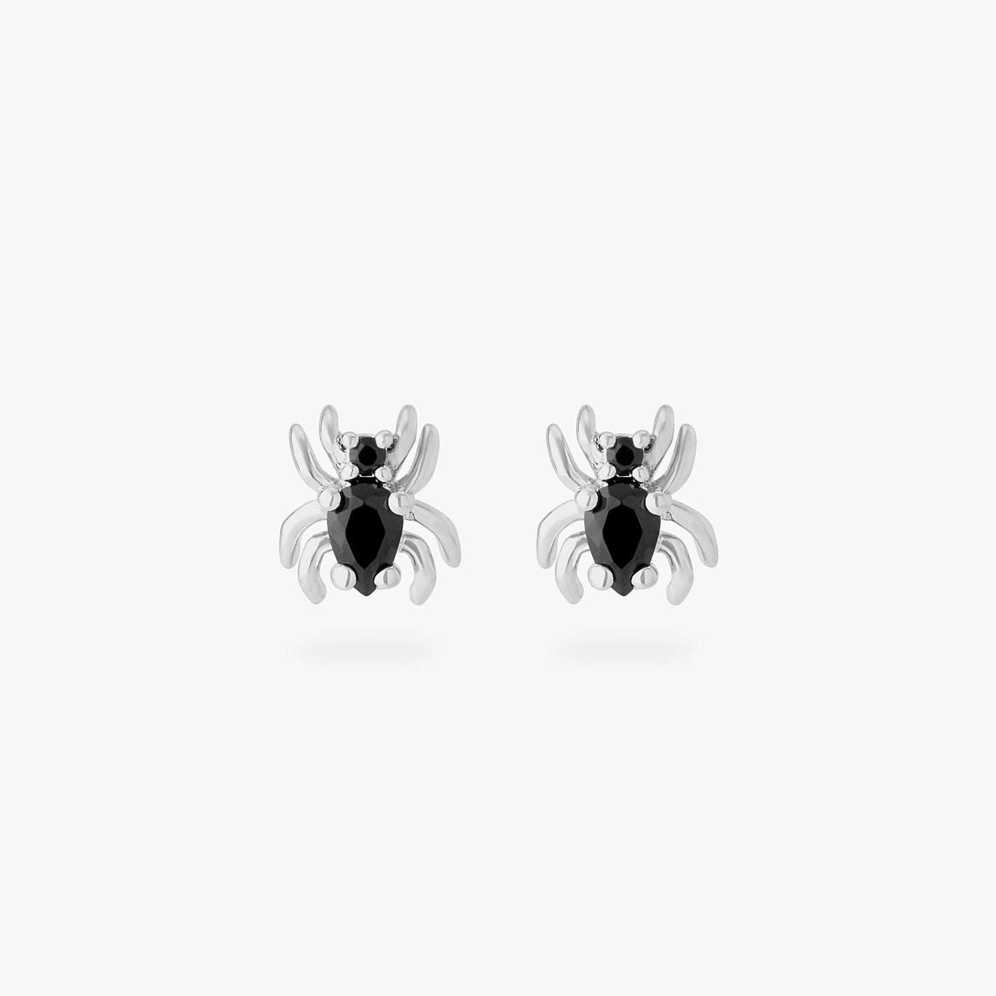 silver spider stud with black cz accents [pair] color:null|silver/black