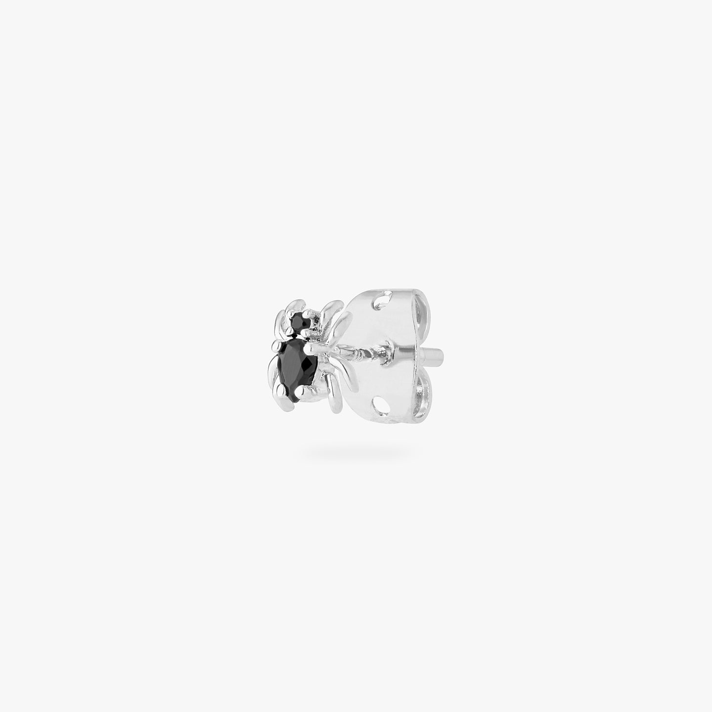 silver spider stud with black cz accents color:null|silver/black