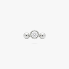 Silver flatback earring with a small bezel center stone with 2 small balls on either side
