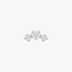 Silver flatback earring with 3 small stones
