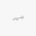 Micro silver cluster flatback stud with 3 small cz stones on a white background