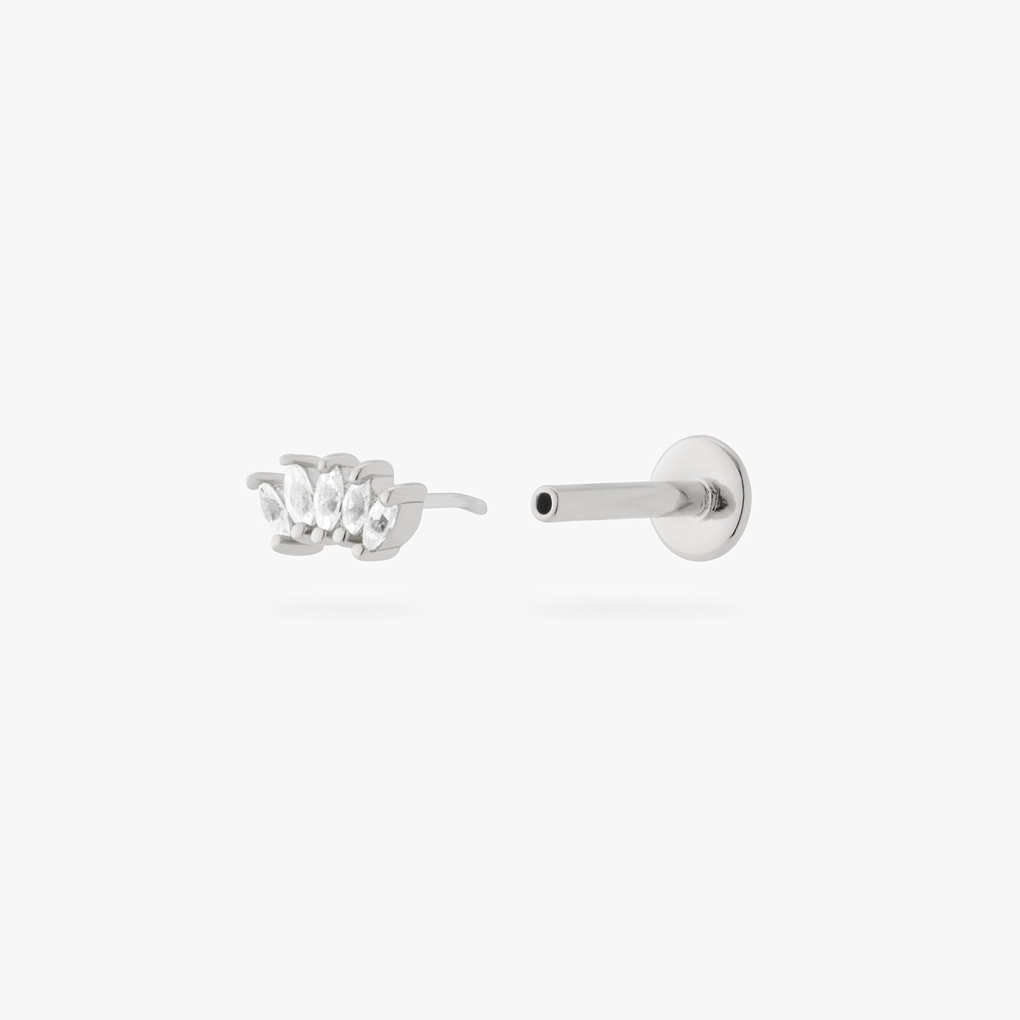 a silver flatback stud with a small crown-shape of clear marquise studs color:null|silver/clear