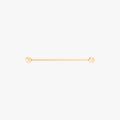 This is an image of a 14K gold industrial bar that is 38mm in length against a white background. 