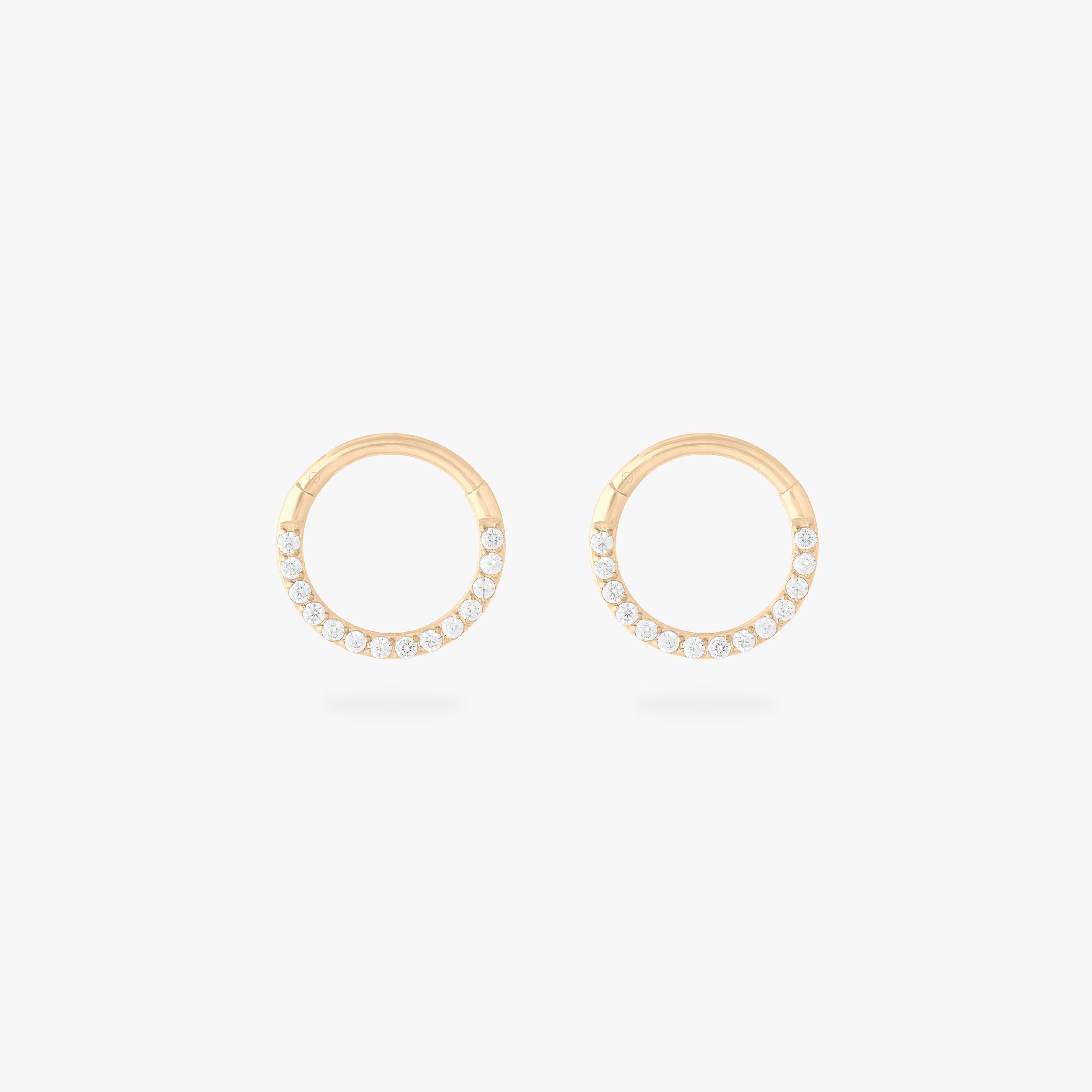 8mm seamless front set pave clicker in gold [pair] color:null|gold
