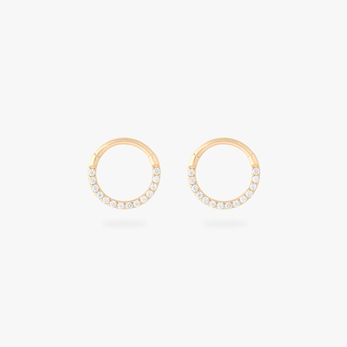 8mm seamless front set pave clicker in gold [pair] color:null|gold