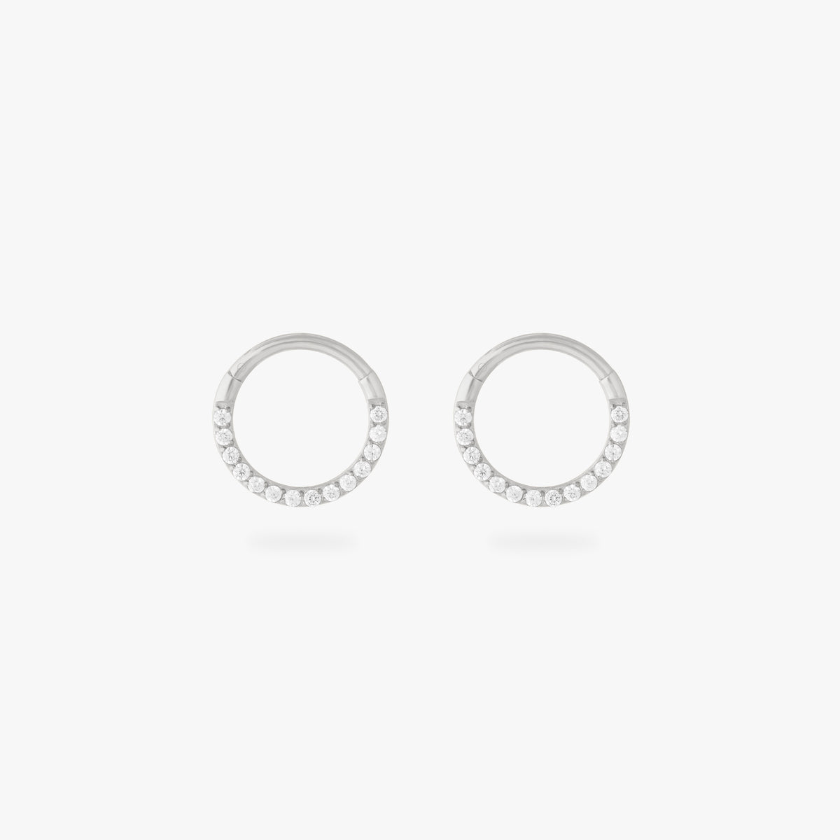 8mm seamless front set pave clicker in silver [pair] color:null|silver