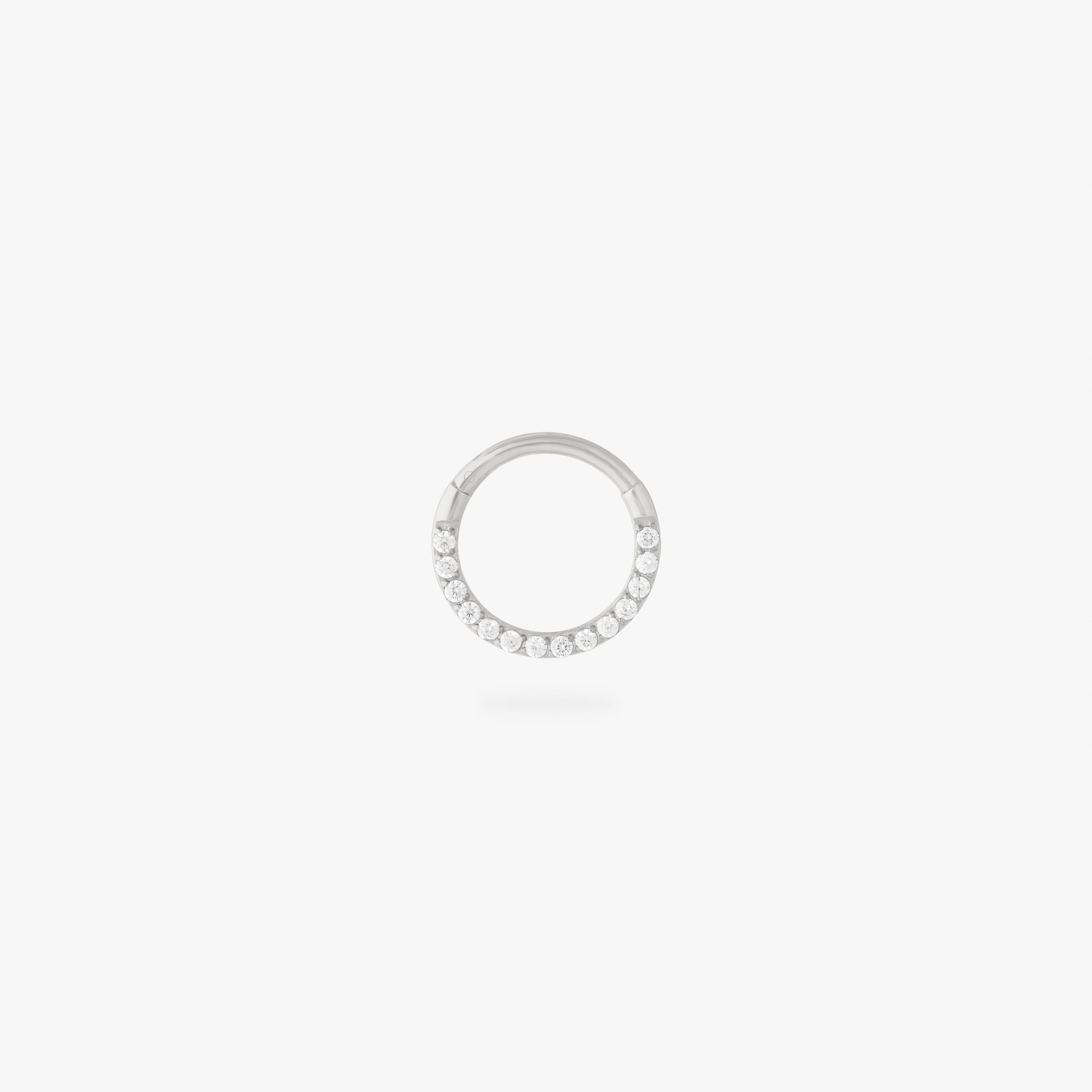 8mm seamless front set pave clicker in silver color:null|silver