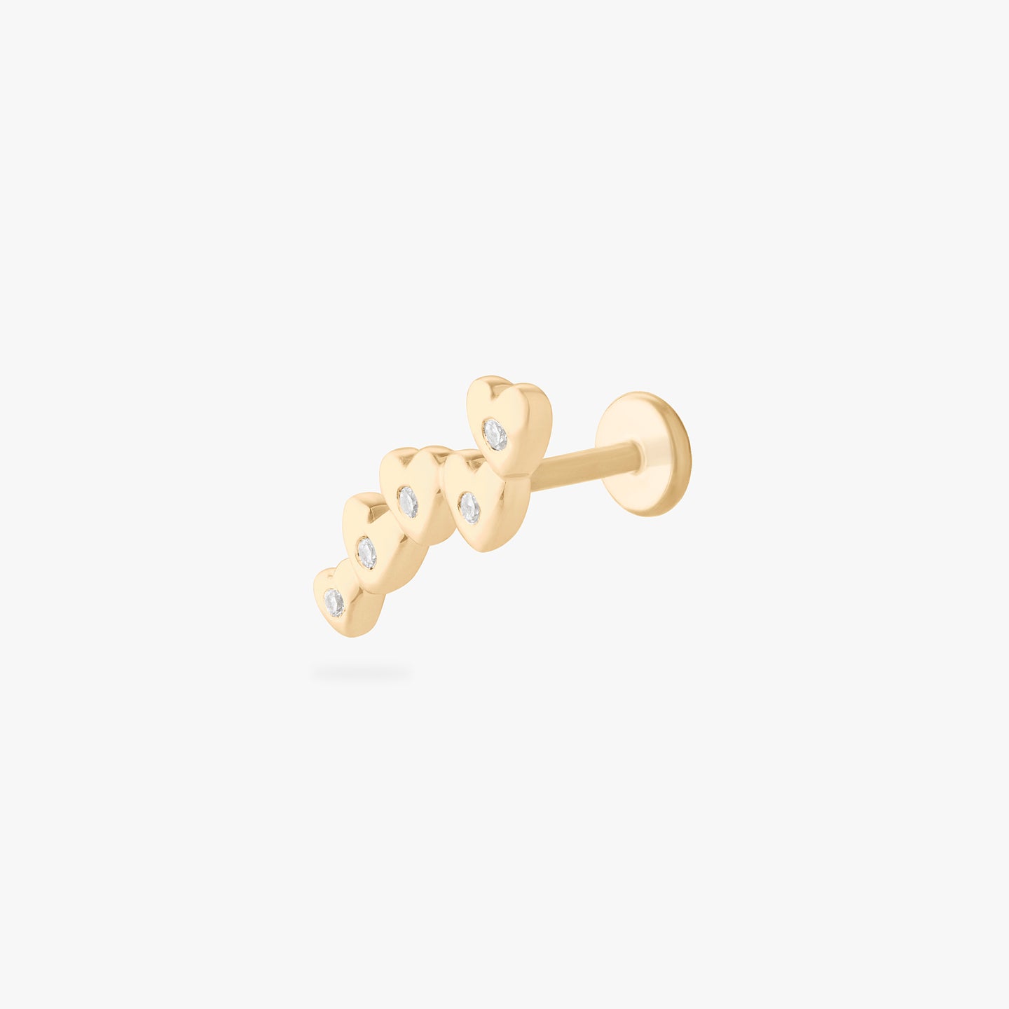 14k gold diamond heart climber flatback stud with natural diamond accents color:null|gold/clear