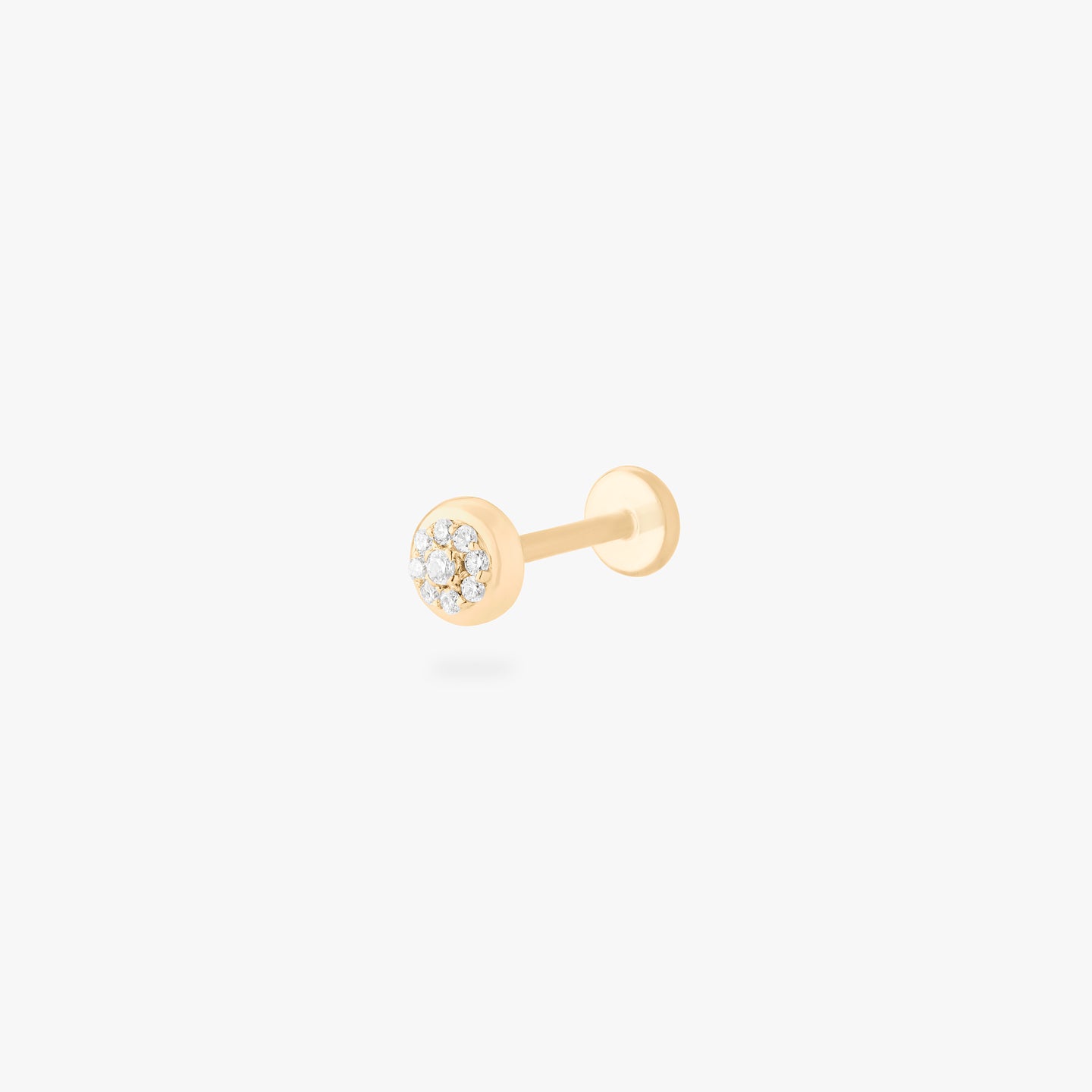 candy button 14k gold flatback stud with natural diamond accents color:null|gold