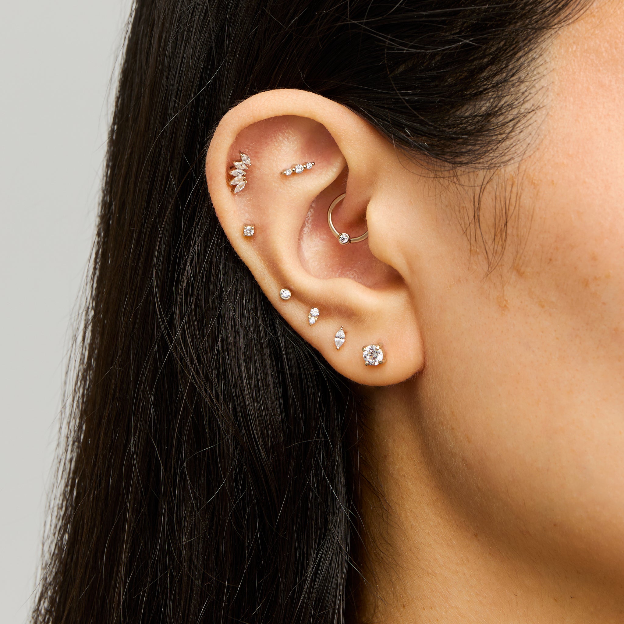 14k yellow gold with lab grown diamonds long round stud [hover] color:null|gold