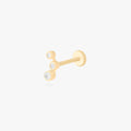 This is an image of a 14k gold flatback stud with 3 clear cz bezels in a cluster shape. color:null|14k gold/clear