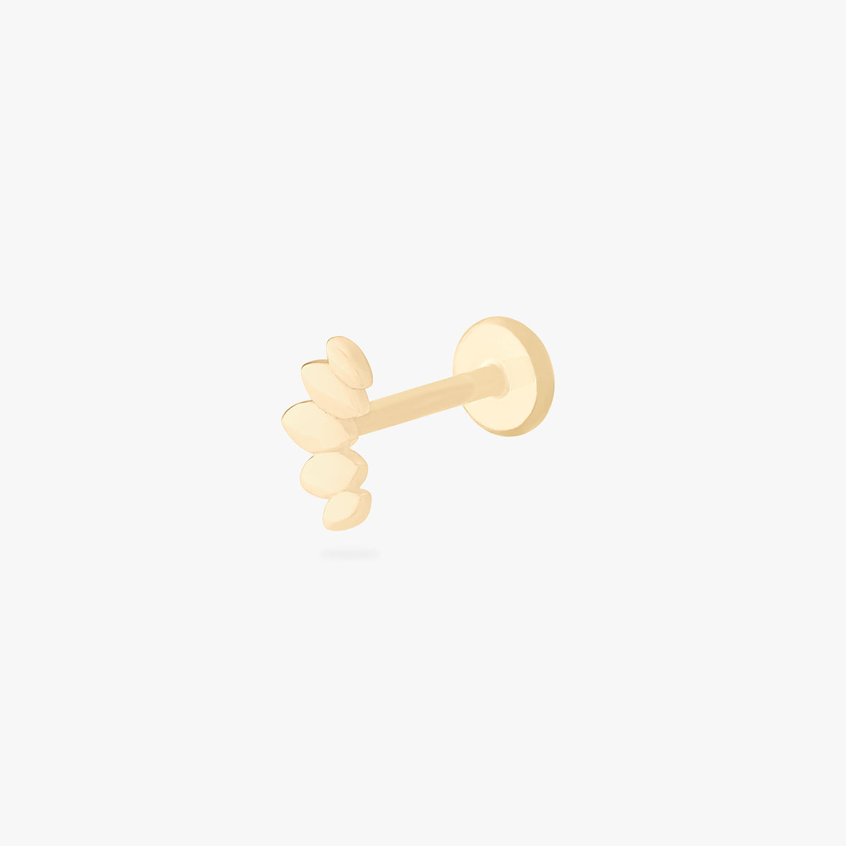 This is an image of a 14k gold flatback stud that is a solid gold crown marquise shape. color:null|14k gold