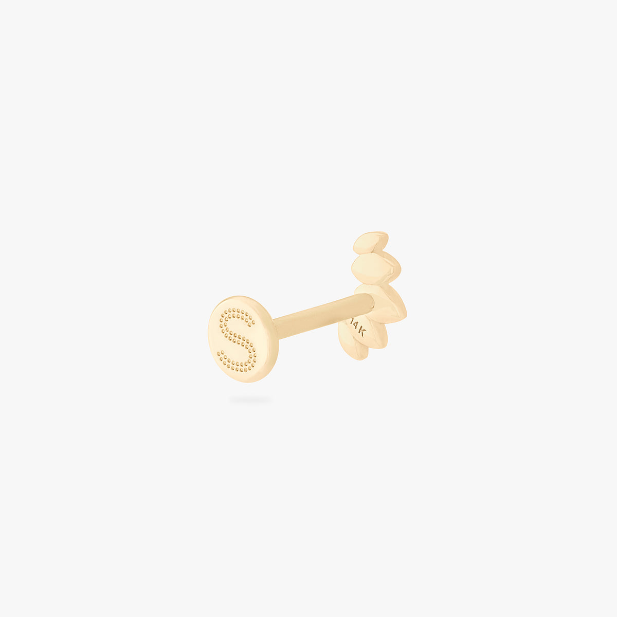 This is an image of a 14k gold flatback stud that is a solid gold crown marquise shape. color:null|14k gold