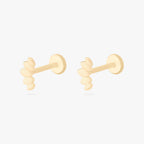 This is an image of a pair of 14k gold flatback studs that are solid gold crown marquise shaped. [pair] color:null|14k gold