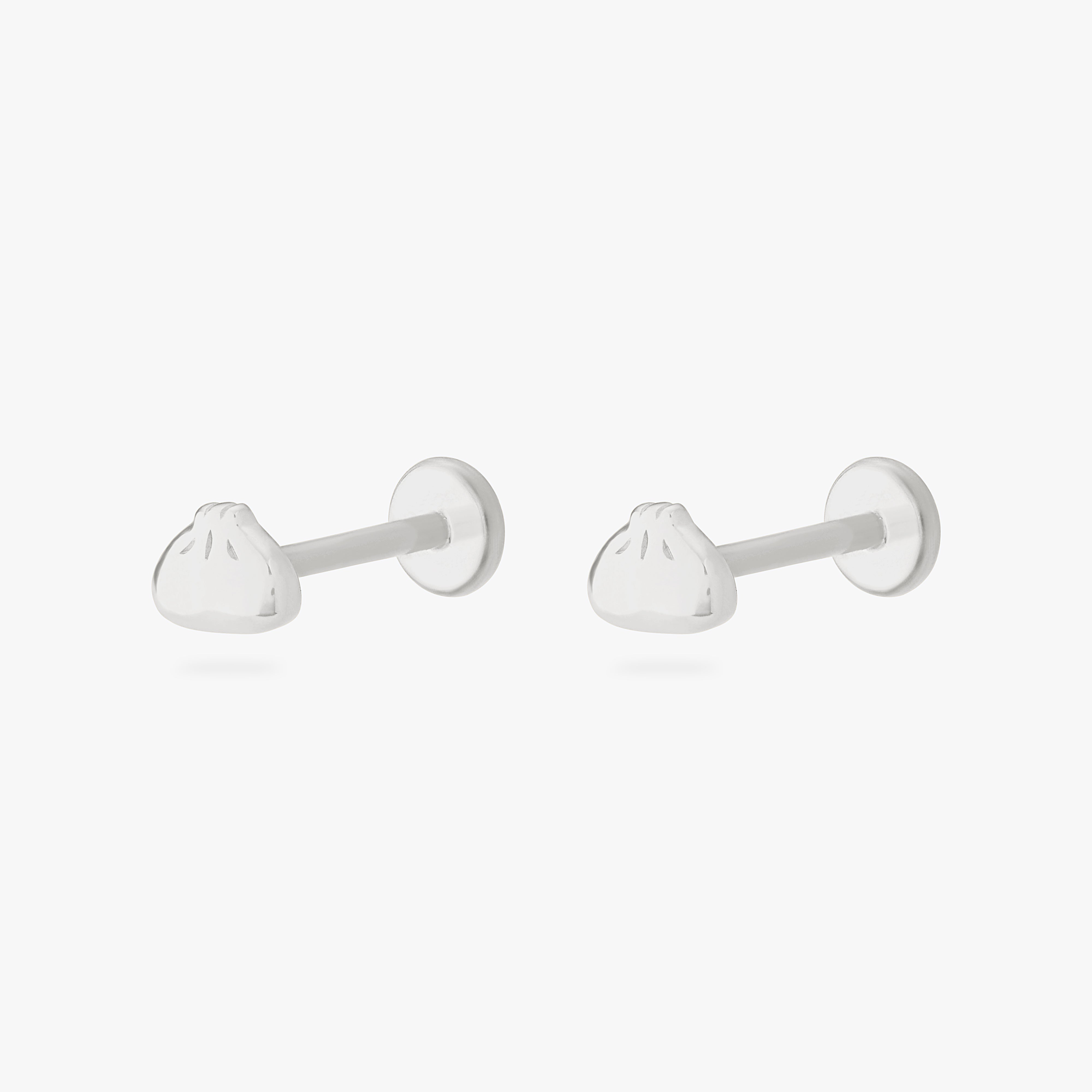 collaboration collection between DTF x Studs featuring a flatback with a xiao long bao in silver [pair] color:null|silver