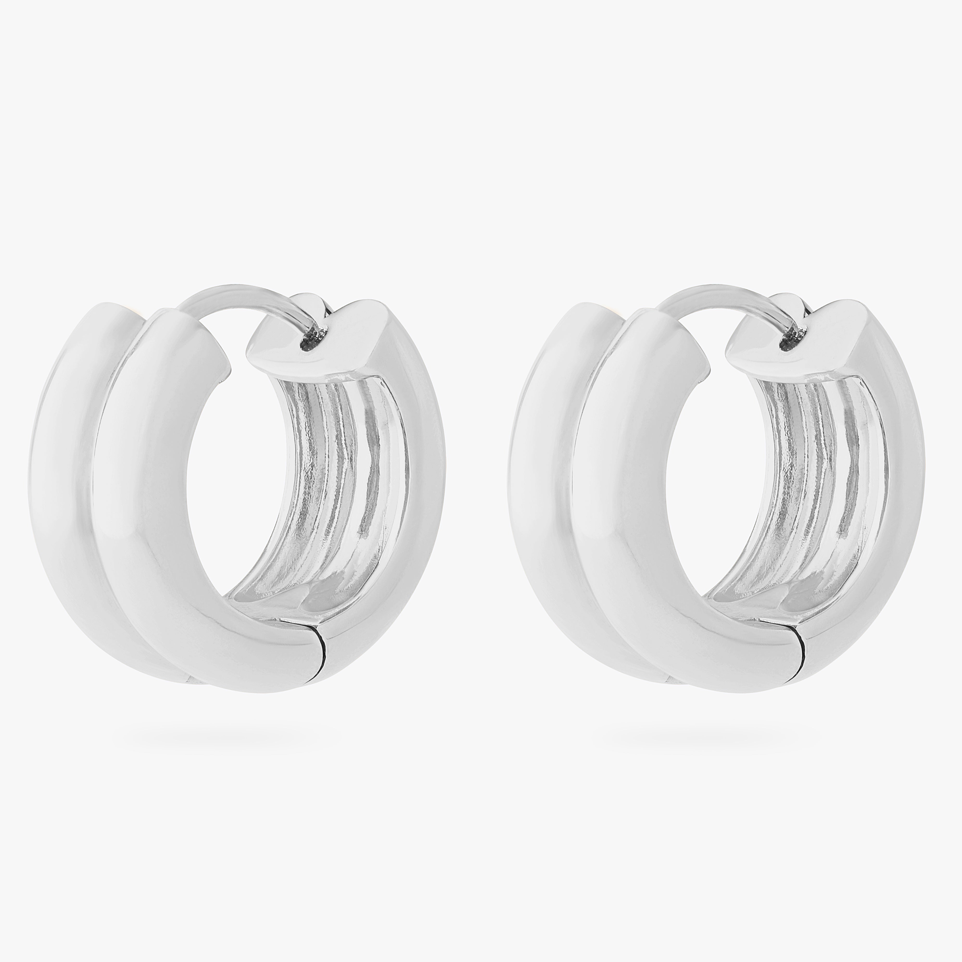 chunky hoop with two ridges in silver [pair] color:null|silver
