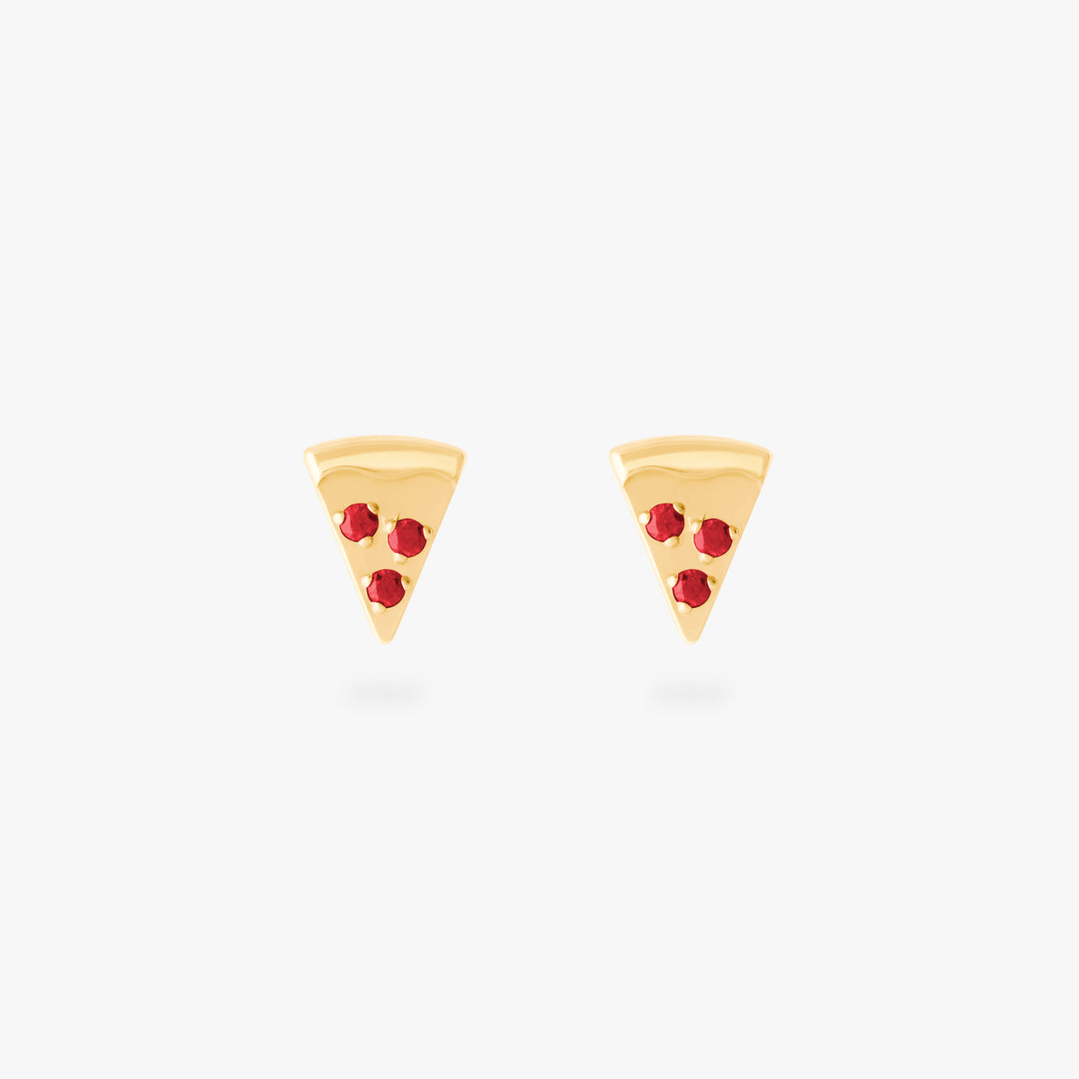 pair of pizza flatback studs with red stone accents in gold [pair] color:null|gold