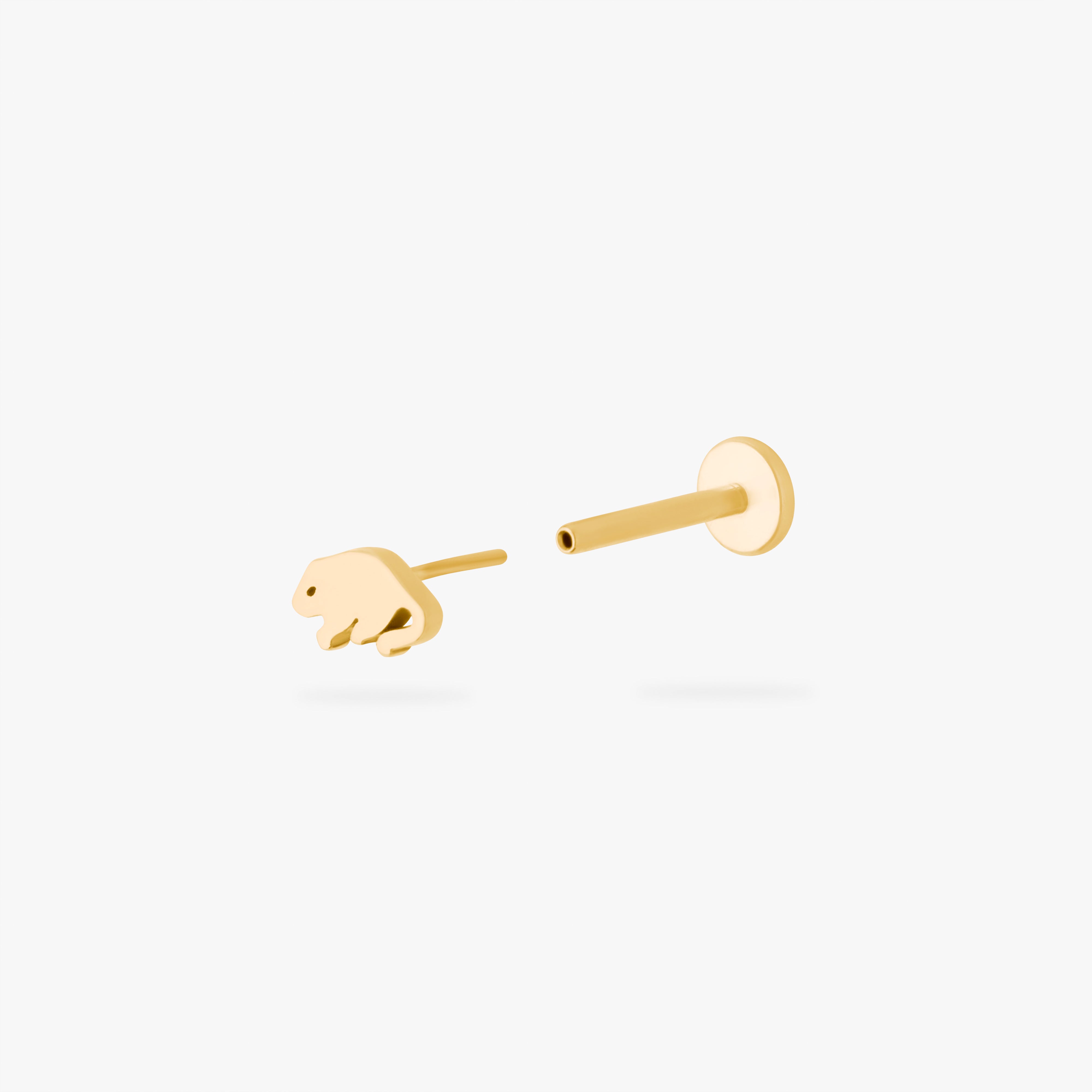 rat shaped flatback stud in gold open color:null|gold